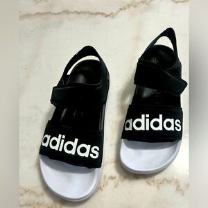 Adidas Women’s 6 Adilette Casual Sandals Black Colorblock Adjustable Strap